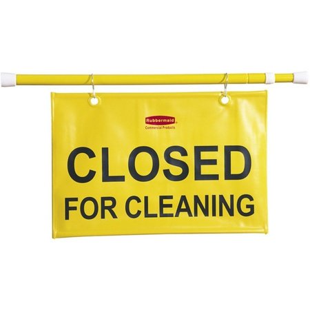 RUBBERMAID COMMERCIAL Closed For Cleaning Safety Sign, 13" Height, 50" Width, Rectangular, English RCP9S1500YWCT
